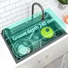 Waterfall Large Single Sink Waterfall Kitchen Wash Vegetable Washbasin Apartment CoffeeStainless Steel Household 5