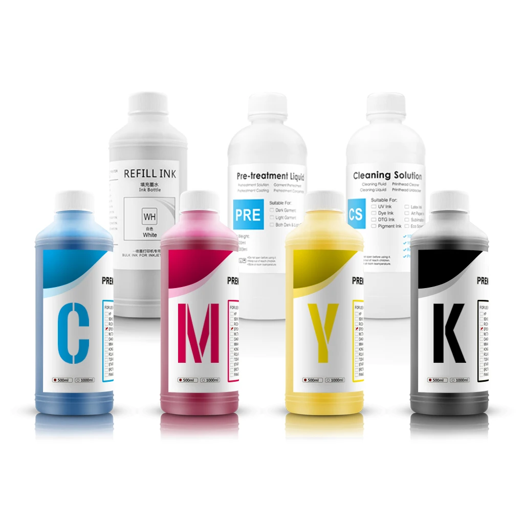 DTG Ink 500ml For Brother GT3 GT-341 GT361 GT381 GT541 GT782 Printer Textile Ink Direct To Garment High Quality White
