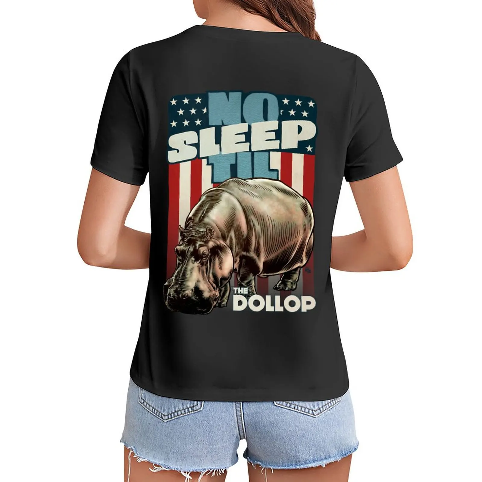 

The Dollop - No Sleep Til Hippo (Clothing and Stickers) T-Shirt animal prinfor blacks hippie clothes Women clothing
