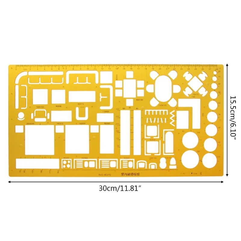 Drawing Ruler 1pcs Multi Purpose Template for Interior Design and Furniture Drafting