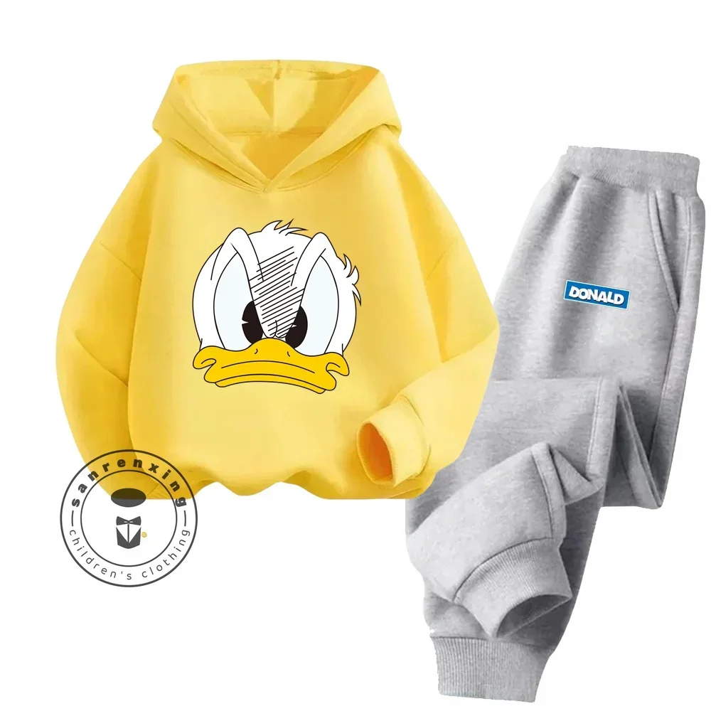 Spring and Fall Fashion Cartoon Donald Duck Pure Cotton Boys and Girls Teenagers Unique Super Good-looking Sweatshirt Tracksuit 5