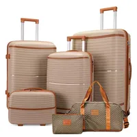Nouveau Ensemble de bagages 6 pièces valise à coque rigide grande capacité léger serrure TSA 360 °   Roues tournantes à main approuvées pour les voyages 2