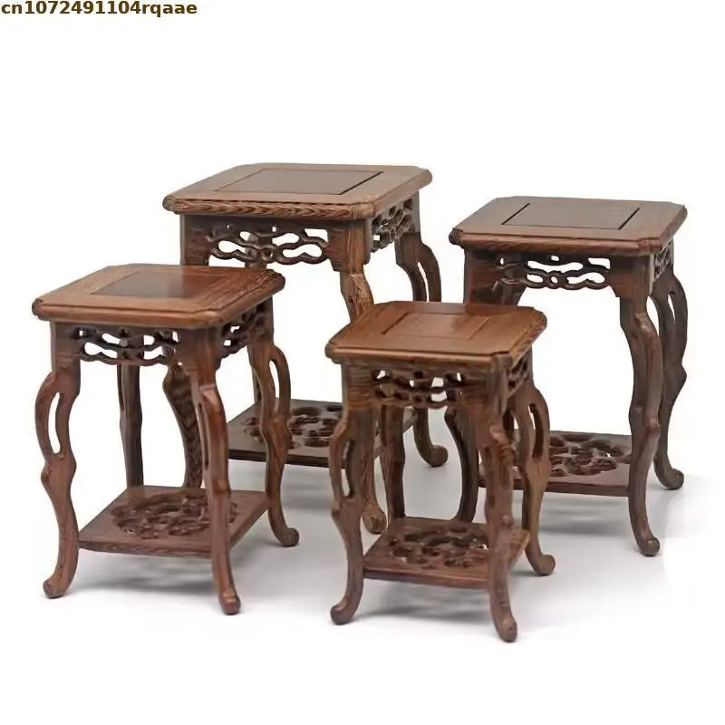 Wooden Bonsai Plant Shelf Vase Flower Pot Sorting Table Rack-Standing Flower Base Garden Decor Tea Sets Pedestal Stand