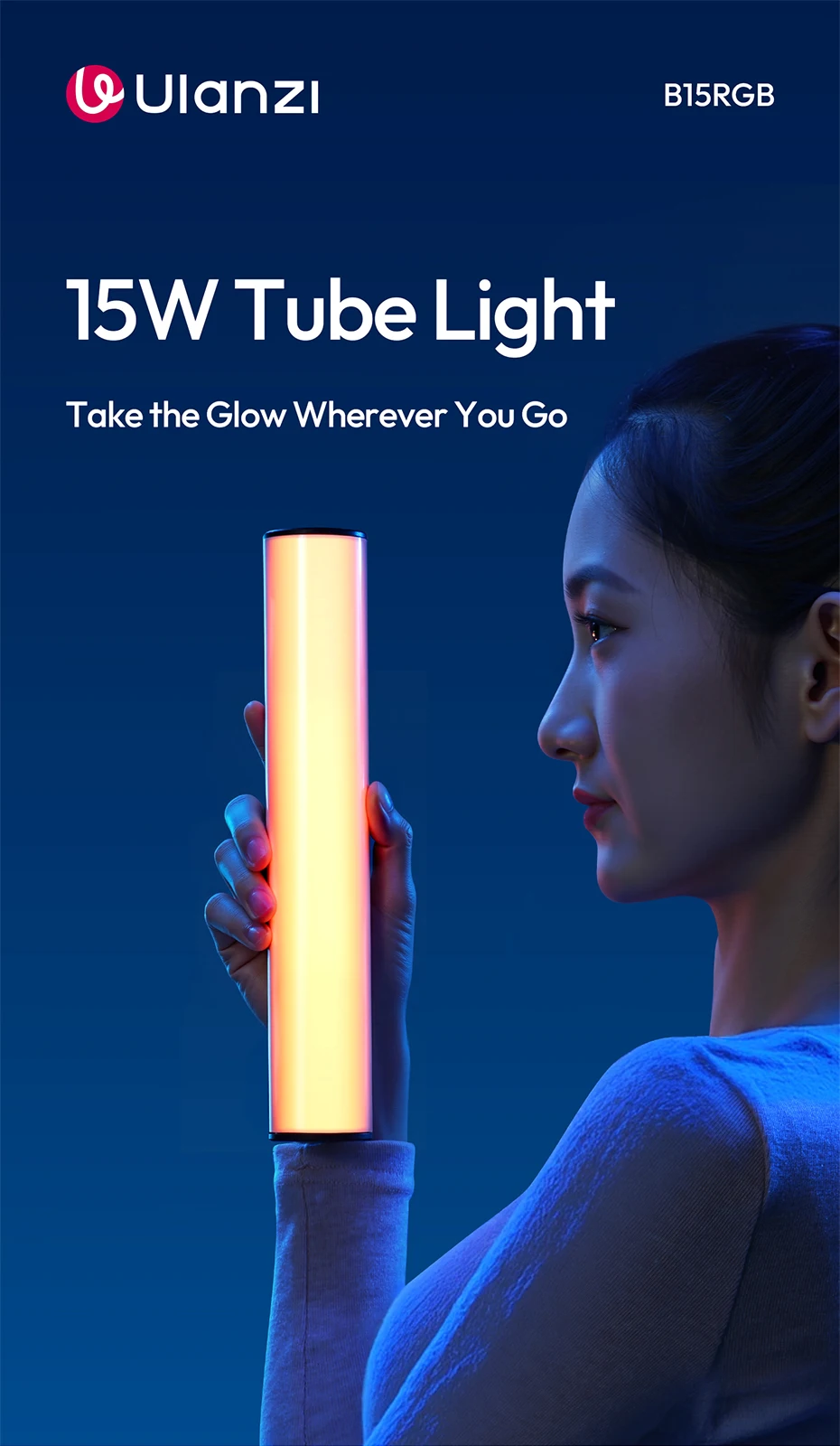 B15RGB 15W Magnetic Tube Light Handheld Led Stick Light 1800-9000K CCT 3300mAh f