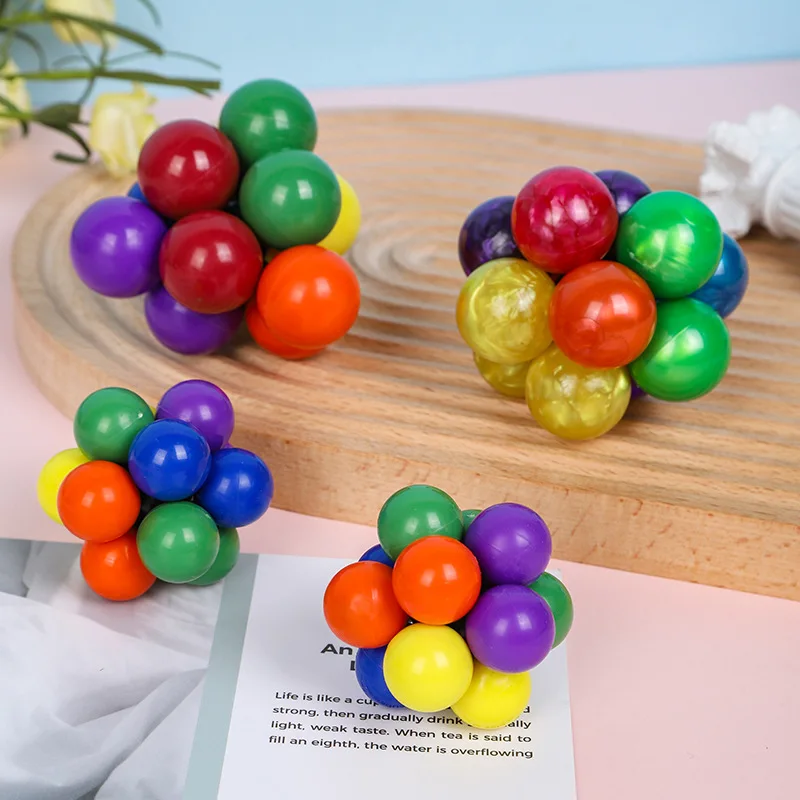 Creative Fidget Toy Adult Kids Toy Stress Reliever Elastic Colorful Ball Decompression Ball Variety Beaded Squeeze Balls fidget toy set,fidget toys,decompression tool toy,fingertip stress relief toy,fidget toy,fingertip decompression toy