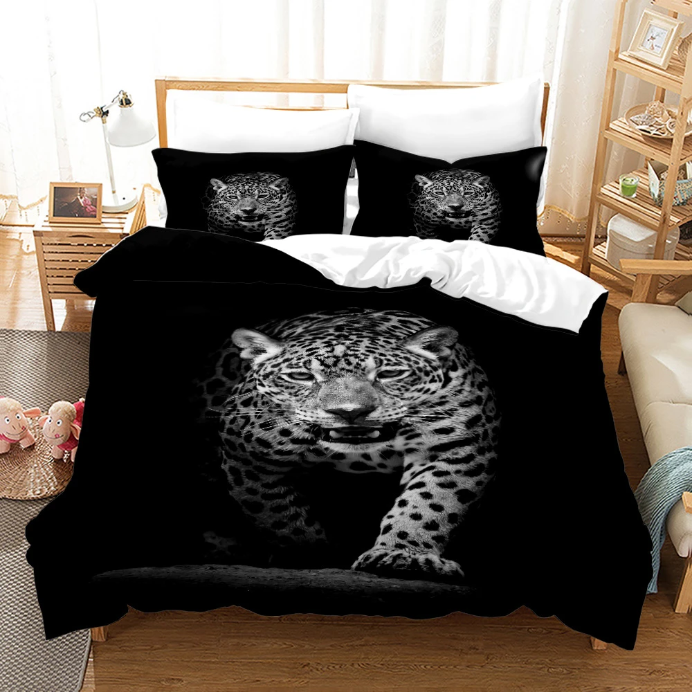 Leopard Duvet Cover Set King Size 3D Animal Print Bedding Set Wildlife  Polyester Comforter Cover Set Red Rose for Kids Boys Girl| | - AliExpress