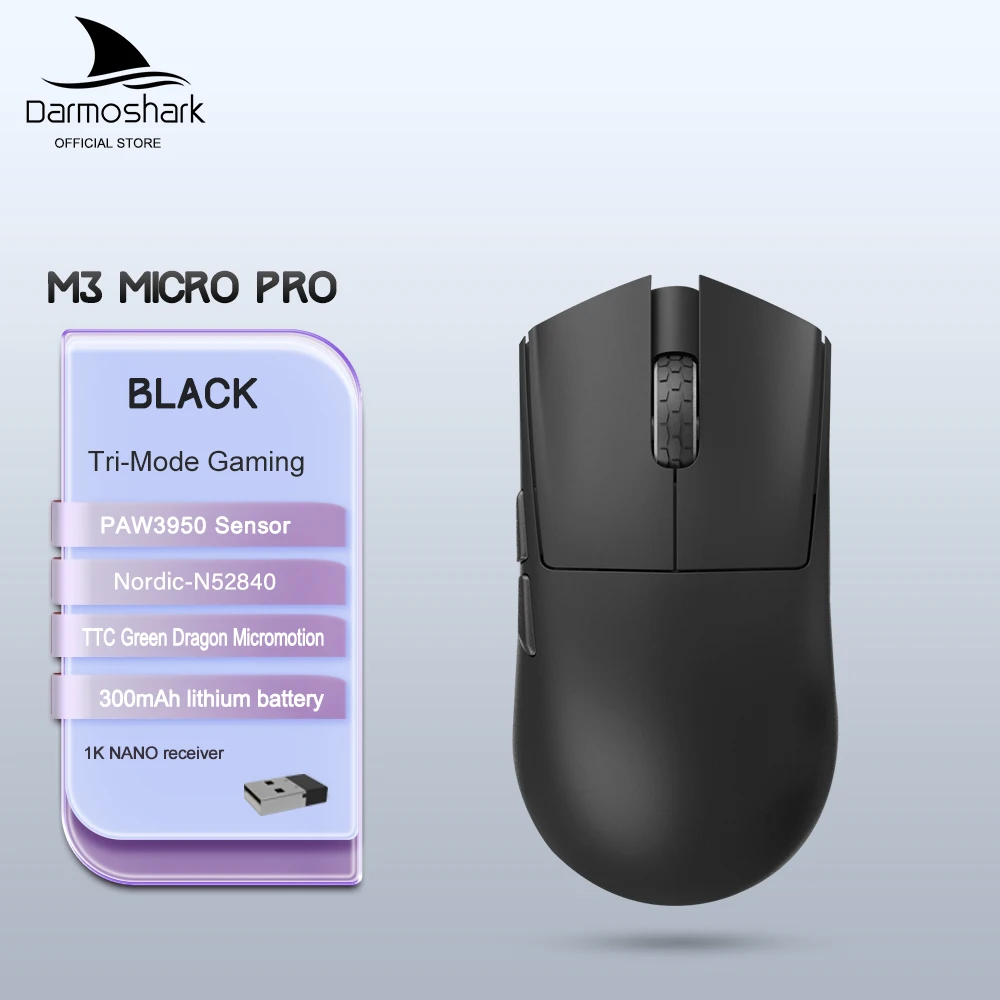 Darmoshark-ワイヤレスゲーミングマウスm3 micro pro, 8k,トライ