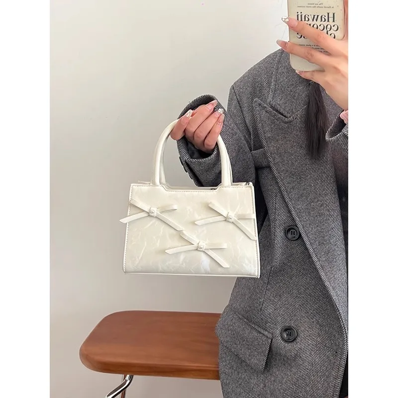 2024 Summer Women's Handbags Summer All-Match Cute Bowknot Female Crossbody Bags Sweet Girl's Square Shoulder Messenger Bag