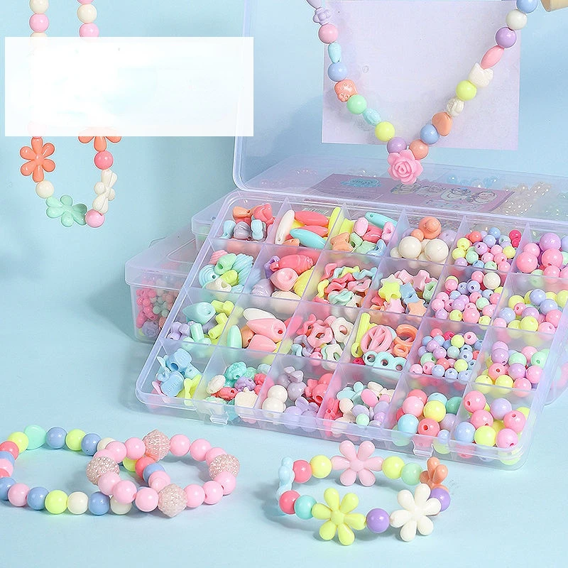 

DIY Handmade Beaded 1200pcs Children's Toy Creative Loose Spacer Beads Crafts Making Bracelet Necklace Jewelry Kit Girl Toy Gift