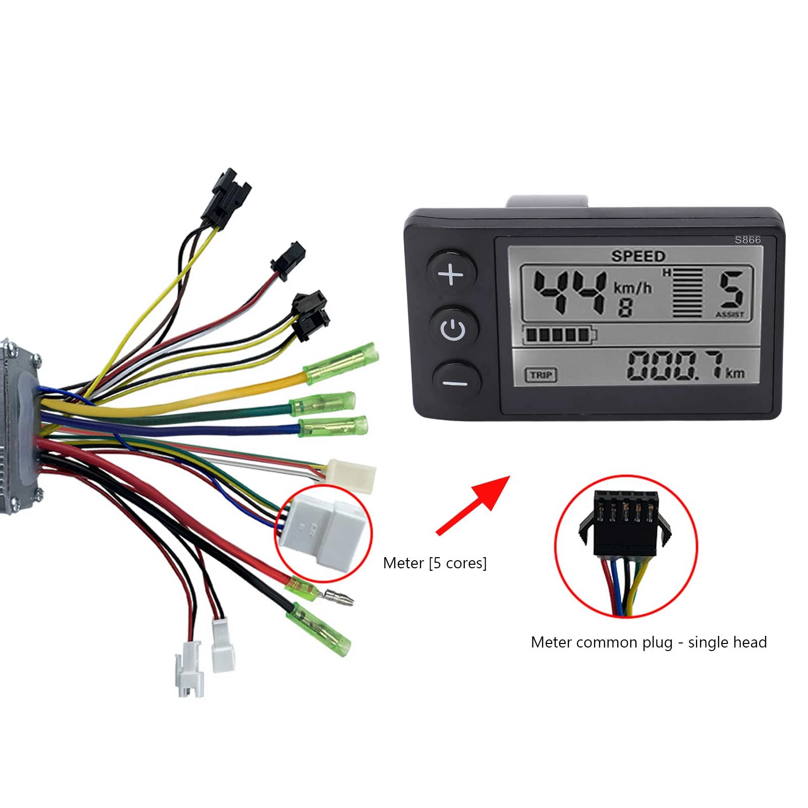 36V 48V Electric Controller 22A Current Thermal Overload Prevention Electric Controller Meter Kit for Cycling