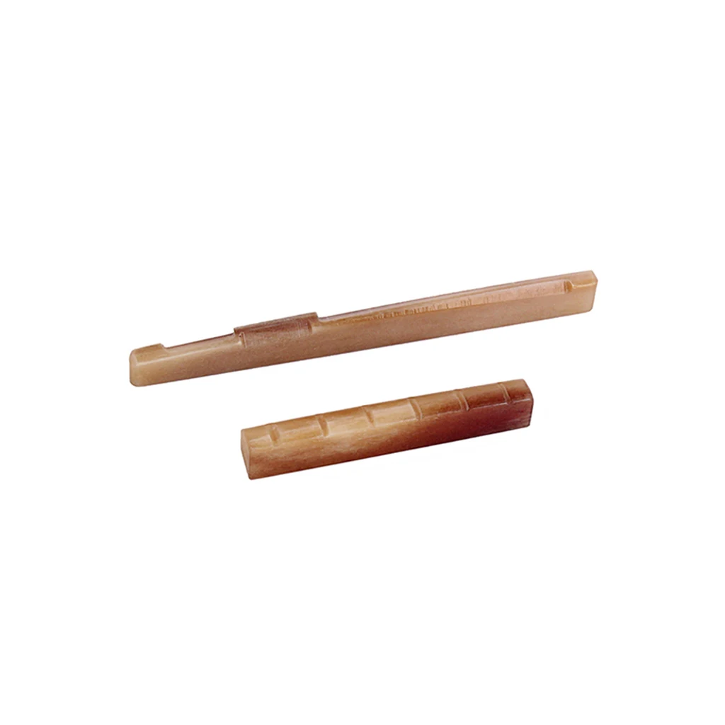 2pcs/Set Black Camel Bone Guitar Bridge Saddle and Nut for Folk Acoustic Guitar Made of Real Bone