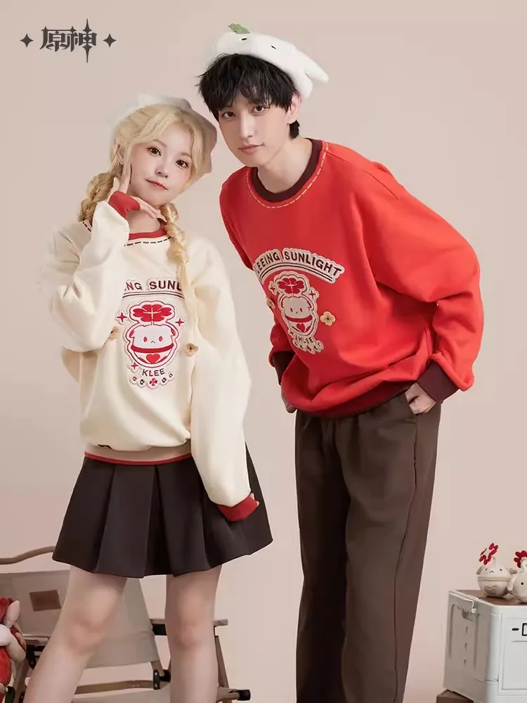 

[Genuine] Pre-sale Genshin Impact Derivative Products Cosplay Klee Themes Beige Red Sweatshirt Cute Style Men's and Women's Tops