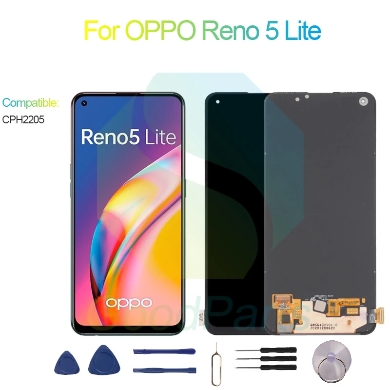 ЖК-экран для OPPO Reno 5 Lite 6,43 дюйма CPH2205 Reno 5 Lite, сенсорный дигитайзер в сборе, замена