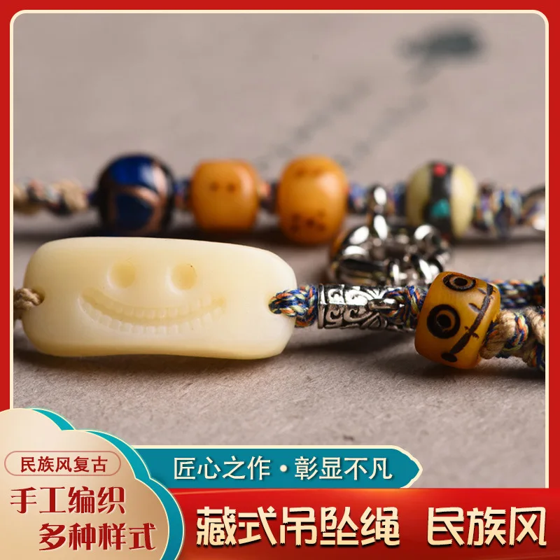 Zachilam 손으로 짠 랜야드 수공예 펜던트 로프, Thangka 수제 면사, 에스닉 스타일 레트로