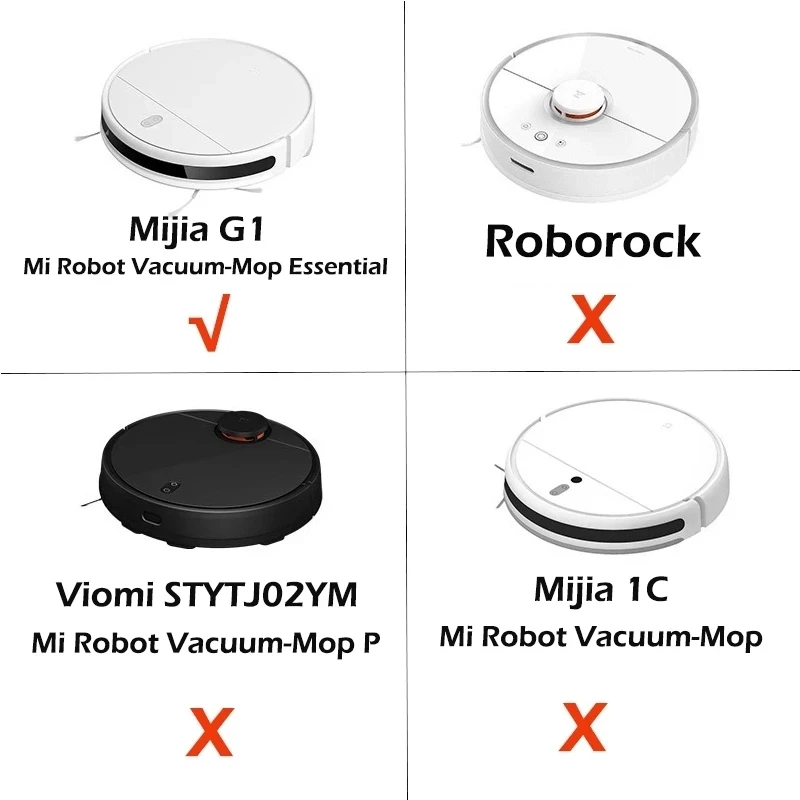 Xiaomi Mijia G1 MJSTG1 Robot Vacuum Essential Parts Kit: Main Brush, Side Brush, HEPA Filter, Mop Cloth, Water Tank, Dust Box
