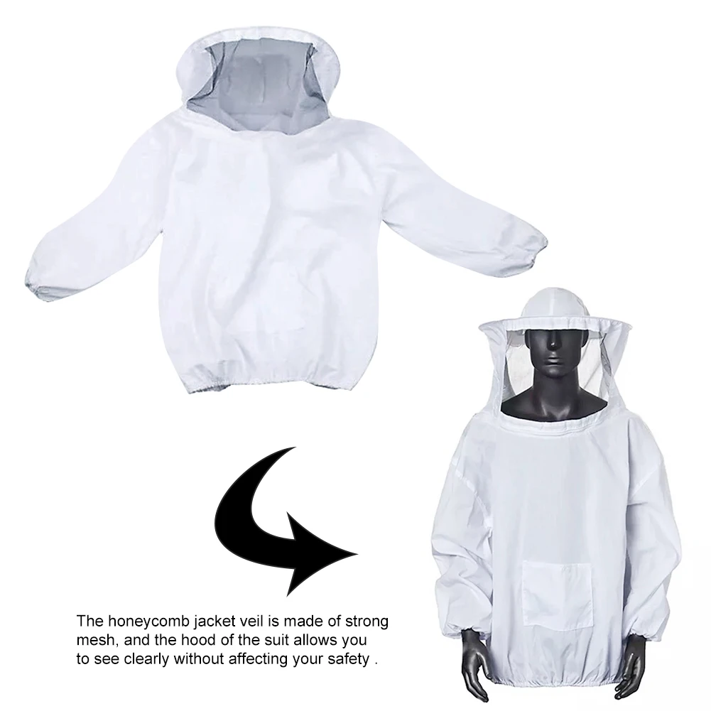 

4pcs Jacket Hat Hood Gloves Bee Suit Set Coverall Protective Workwear Honeycomb Tool Professional With Veil Beekeeping Equipment