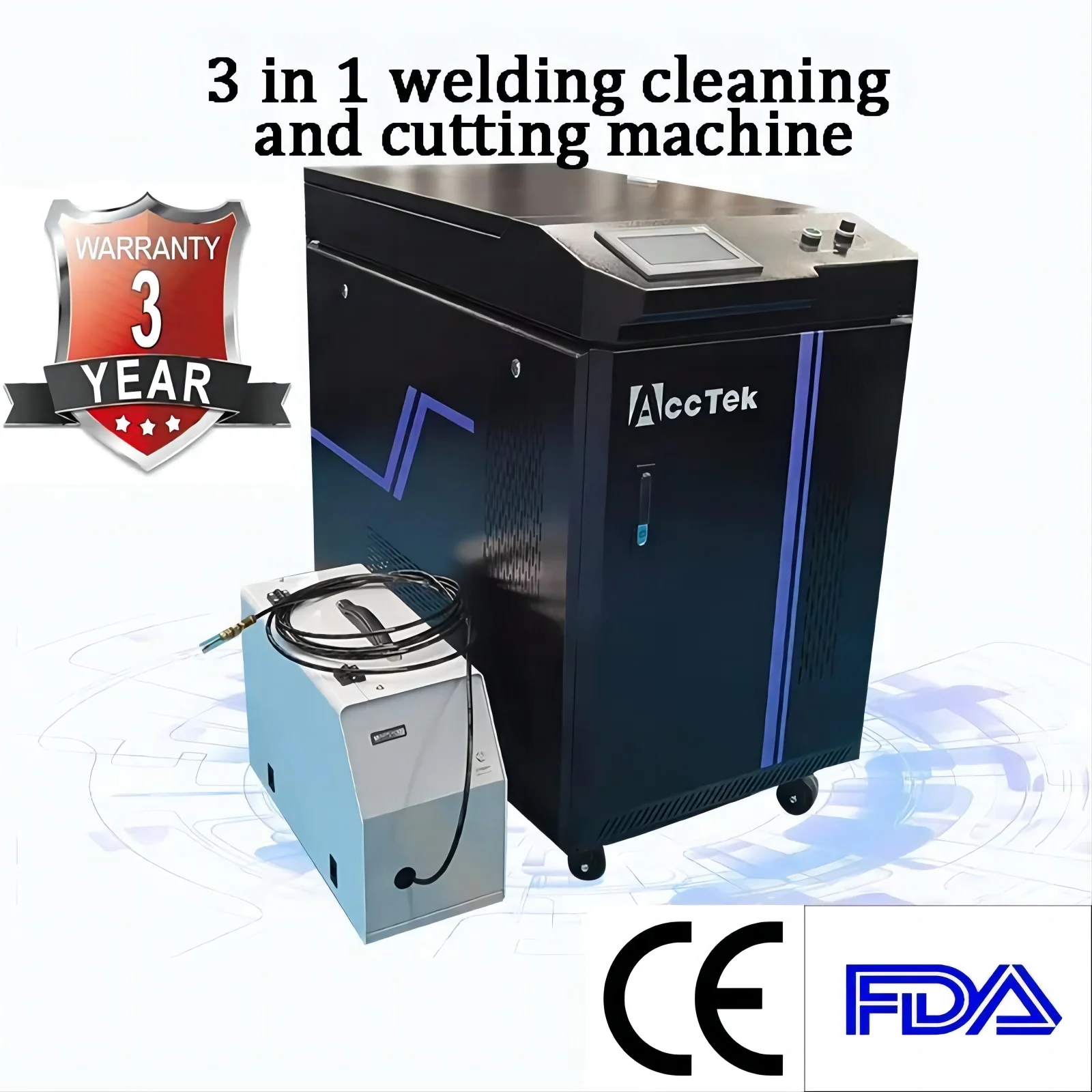 ACCTEK 1500W 3000W Welding Machine Fiber Laser Handheld Metal Laser Soldering Machine Three-In-One Laser Cleaning Cutting Machin 6