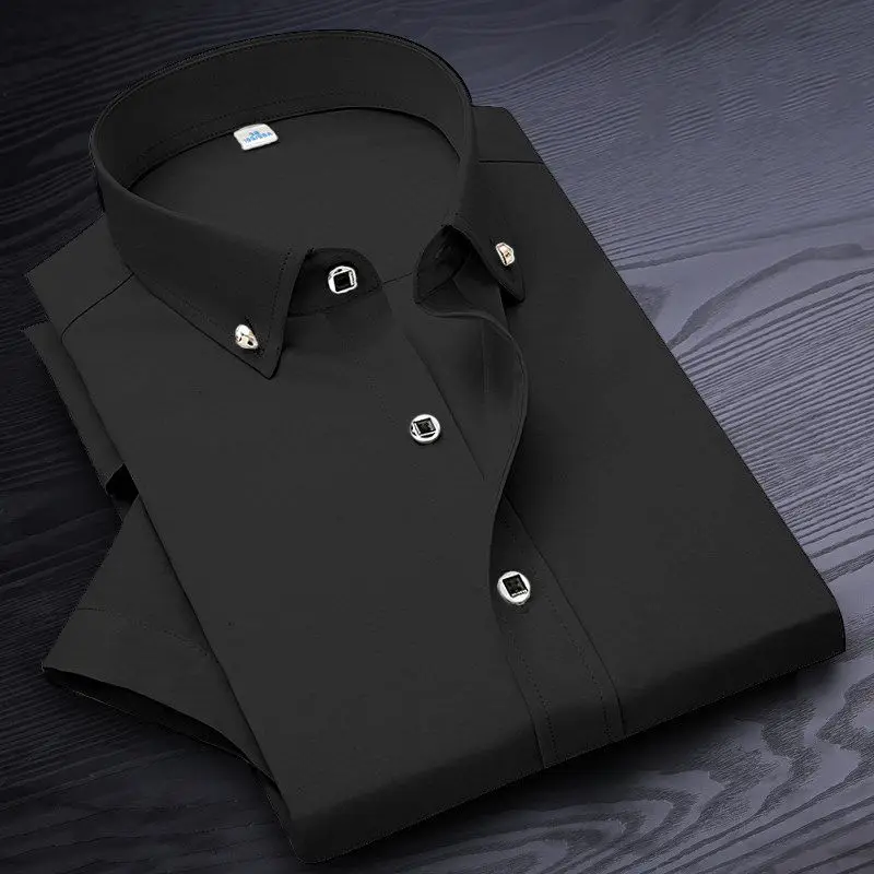 Short Sleeved Shirt Men Dress Shirt Short Sleeve Solid Male Clothing Business