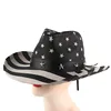 Summer Classic American Flag Cowboy Hats For Men Wide Brim Usa Cowgirl Chapeau Homme Cap Usa Flag Straw Cowboy Hat Dropshipping 3