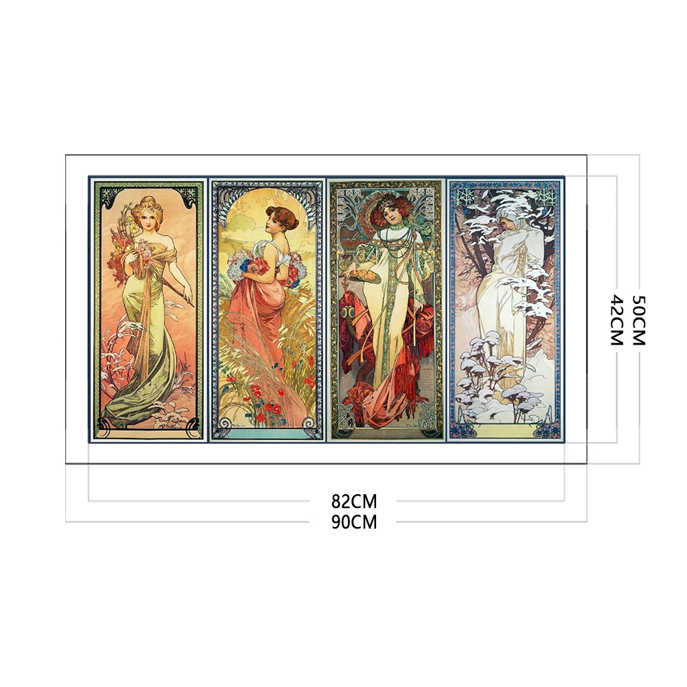 Four Season Goddess Printed Cross Stitch Kit 90x50cm DIY 11CT Thread Art Work