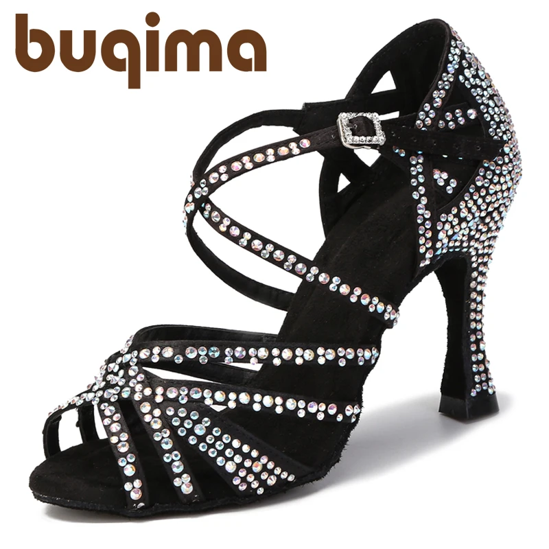Salsa Latin Dance Rhinestone Shoes Women Rhinestones Wedding Hight