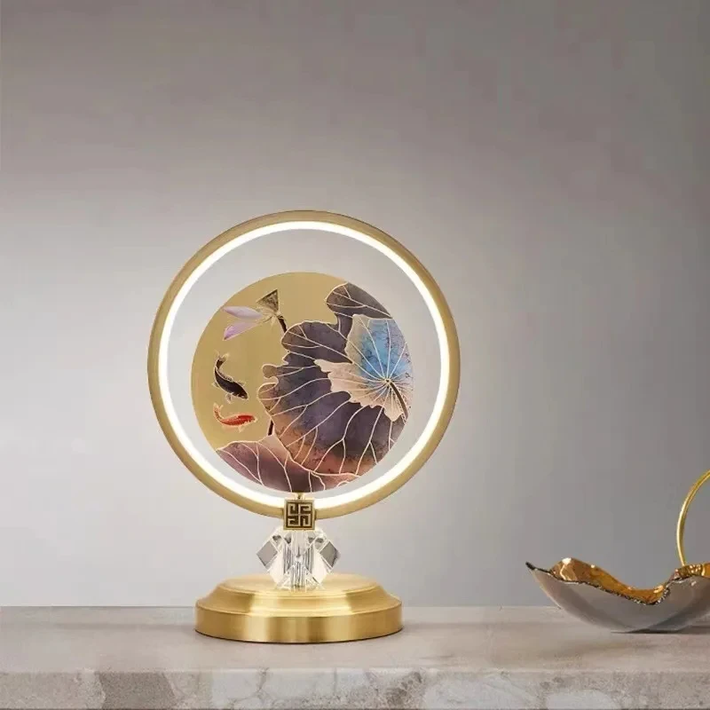 

new all-copper new Chinese table lamp bedroom study designer second-hand creative entrance lamp