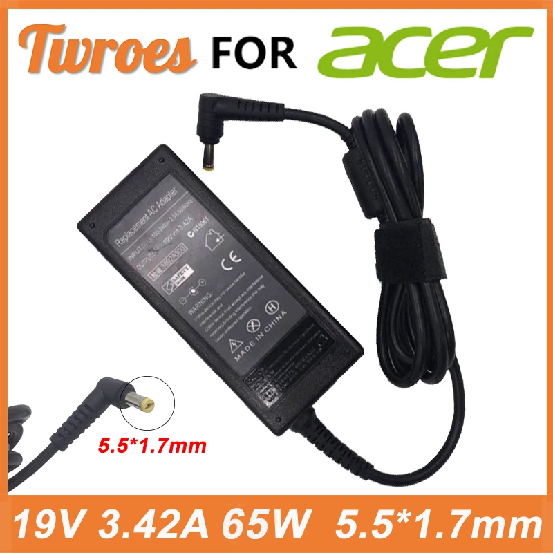 

19V 3.42A 65W 5.5*1.7mm AC Laptop Charger Power Supply For Acer Aspire 1410 1680 3000 5315 5630 5735 5920 5535 5738 6920 Adapter
