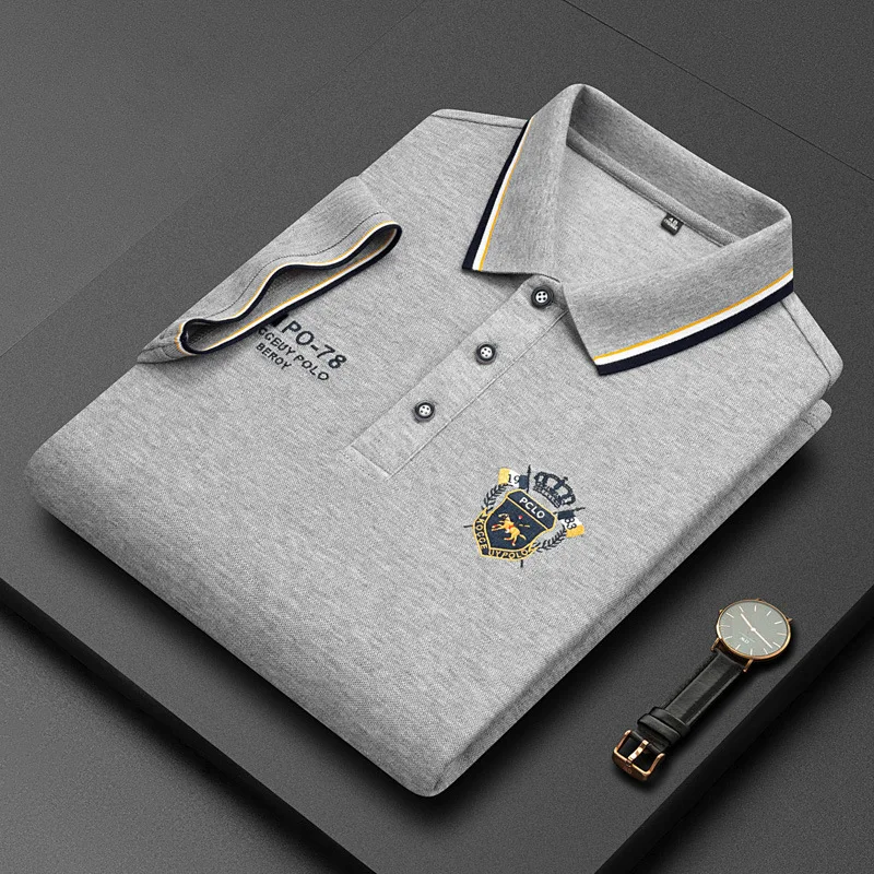 Men's Pure Cotton Polo Shirt Summer Business Casual Breathable polo shirt