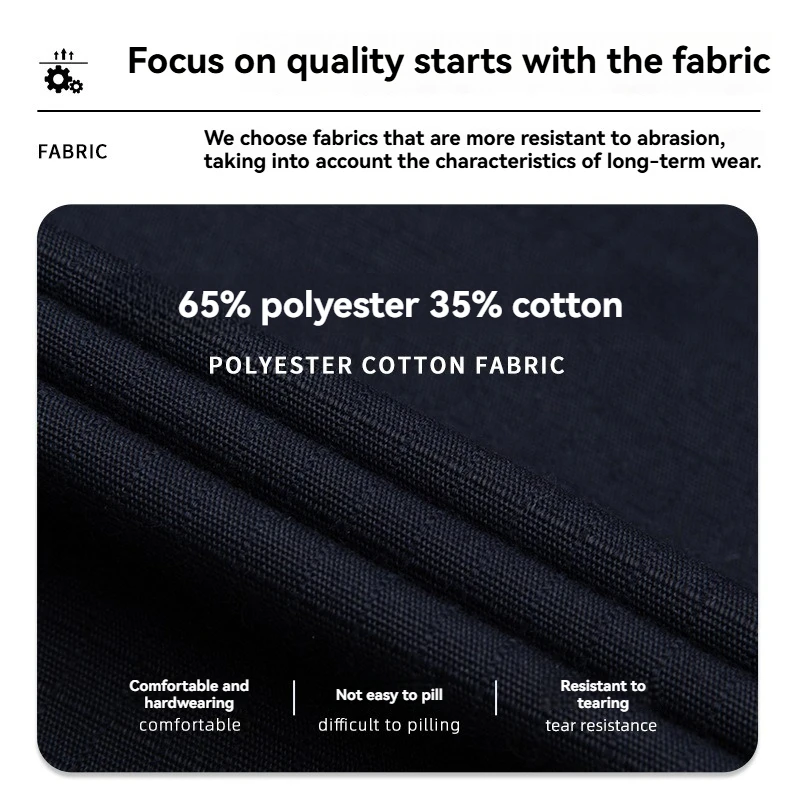 남성용 투톤 블루 블랙 카고 팬츠, 다용도 포켓과 고시인성 테이프가 있는 내구성 작업복 바지