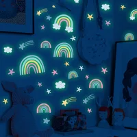 Rainbow Clouds Stars Luminous Wall Sticker Baby Kids Room Decoration Decals Bedroom Background Decor Glow In The Dark Wallpaper