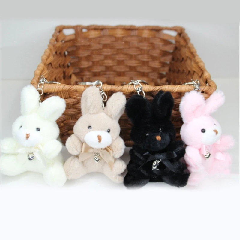 

Plush Stuffed Keychain Bowknot Love Heart Bunnys Soft Pendant Keyring for Decor