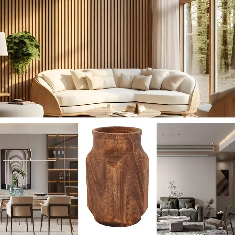 Vaso De Vidro Com Base De Madeira - Decorativo E Versátil