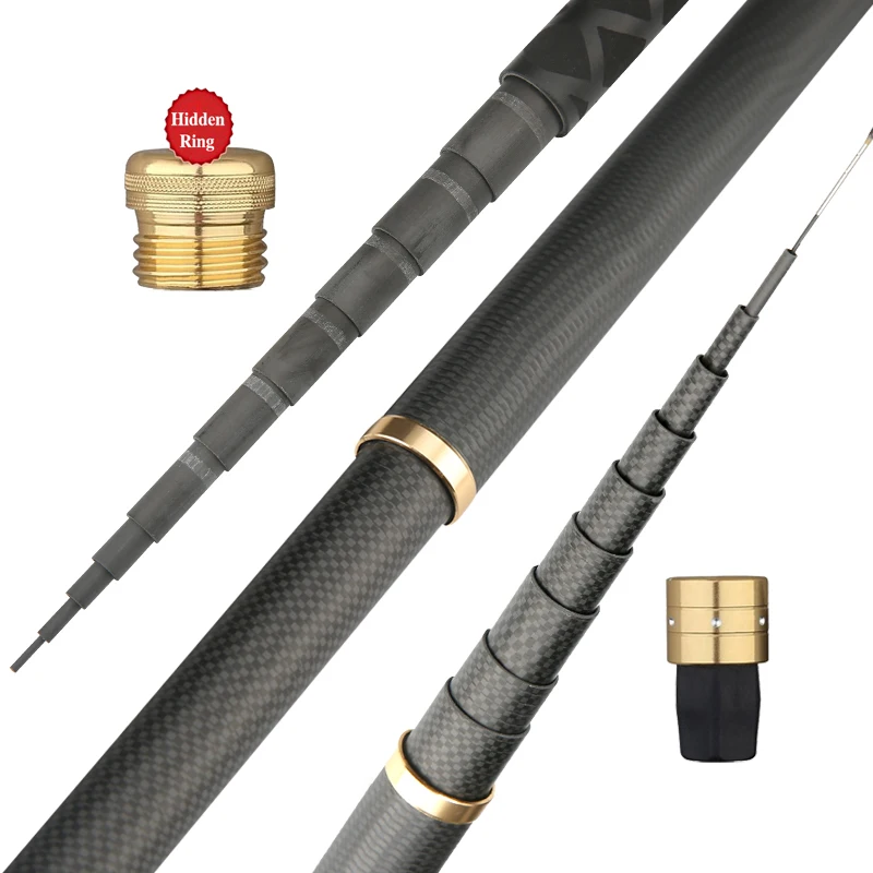 carbon fiber telescoping ultralight fishing rod Goture Telescopic Tenkara Collapsible Crappie Rods 1 Piece Portable Hand Fishing Poles Stream Inshore Carp Bamboo Pole Bass Trout 12 15 18 20 21 light telescopic rod collapses down to easily stash in a backpack Sougayilang Telescopic Fishing Rod,24 Ton