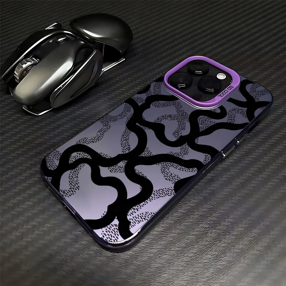 Sleek Black Lines Frosted Washable Case - Durable Acrylic Silicone Cover