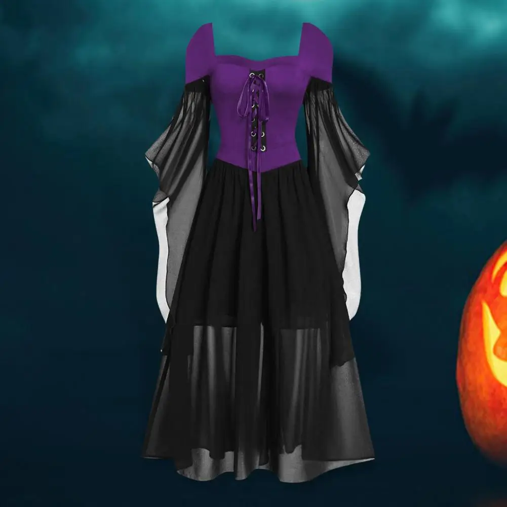 

Halloween Party Cosplay Costume Stunning Vintage Women's Medieval Halloween Party Maxi Dress with Irregular Horn for Cosplay