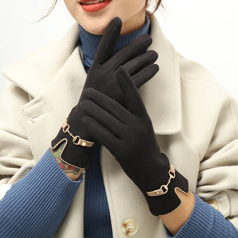 

New Fashion Elegant Lady Gloves Touch Screen Mittens Women Winter Autumn Vintage Grace Keep Warm Windproof Glove Driving Gift