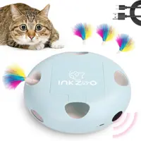 Cat toys, 7-hole smart sensor pop-up feather toys, USB powered indoor cat automatic kitten toys,Blue ﻿ 1