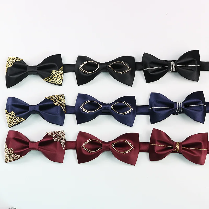 

11.5*6.5cm High-quality New Tide Claret Polyester Diamond Bowtie for Man Groom Groomman Wedding Meeting Gentleman Necktie