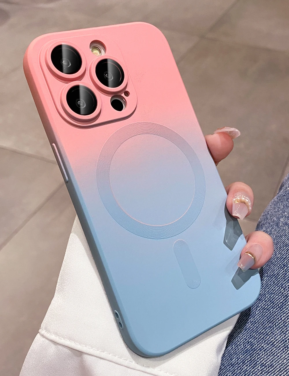 Custodia morbida in silicone sfumato di moda per iPhone 14 13 12 11 Pro 14Pro Max Plus Luxury per copertura di ricarica wireless Magsafe_voghion.com