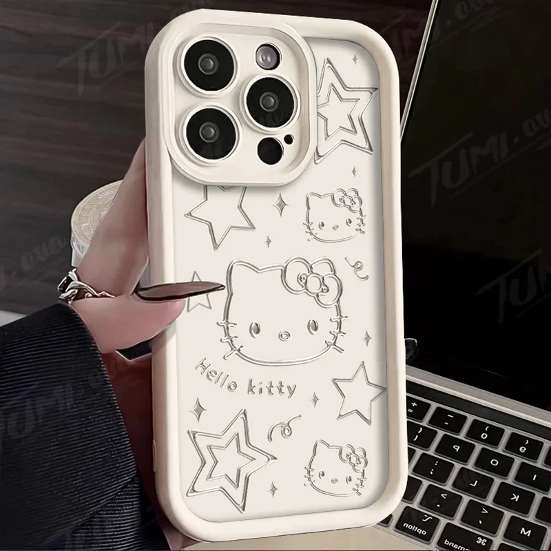 thumbnail image 1 of Sanrio-funda de teléfono con estampado de Hello Kitty para iPhone, carcasa de silicona a prueba de golpes para modelos 14, 15 Pro Max, 13, 12, 11, X, XS, XR, 7, 8 Plus, SE 2020, 1 of 5