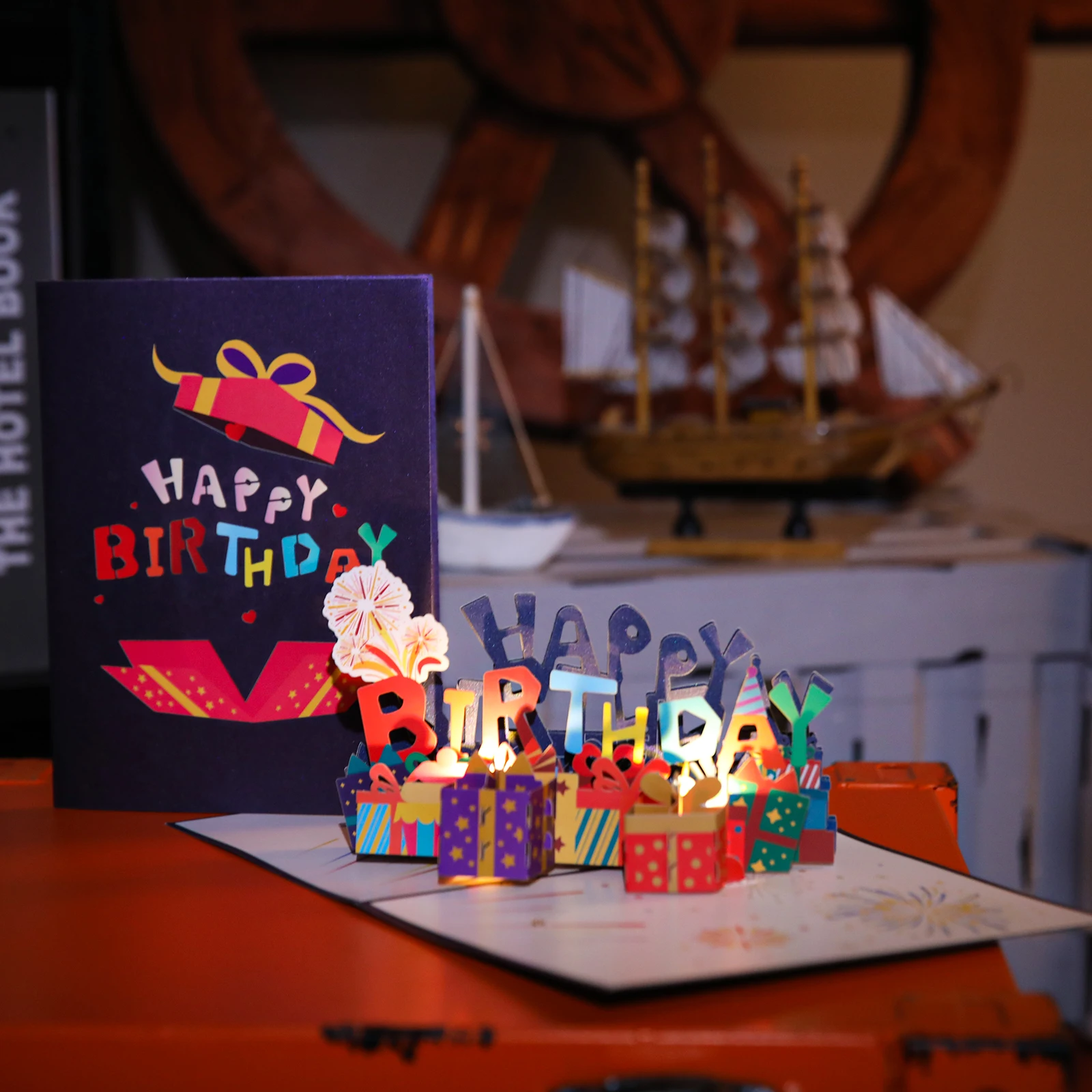 Greeting Cards Musical 3D Pop Up Gift Card Led Music 3D