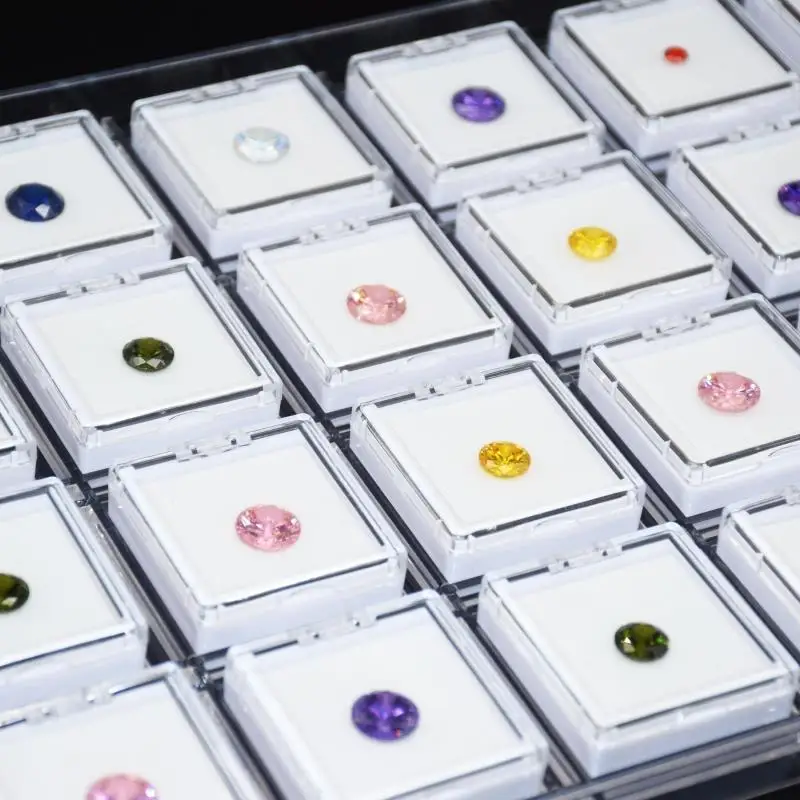 Novel Jewelry Gemstone Display Storage Box Gem Jar Show Case Tray with Lid Loose Diamond Holder Container Transparent Organizer