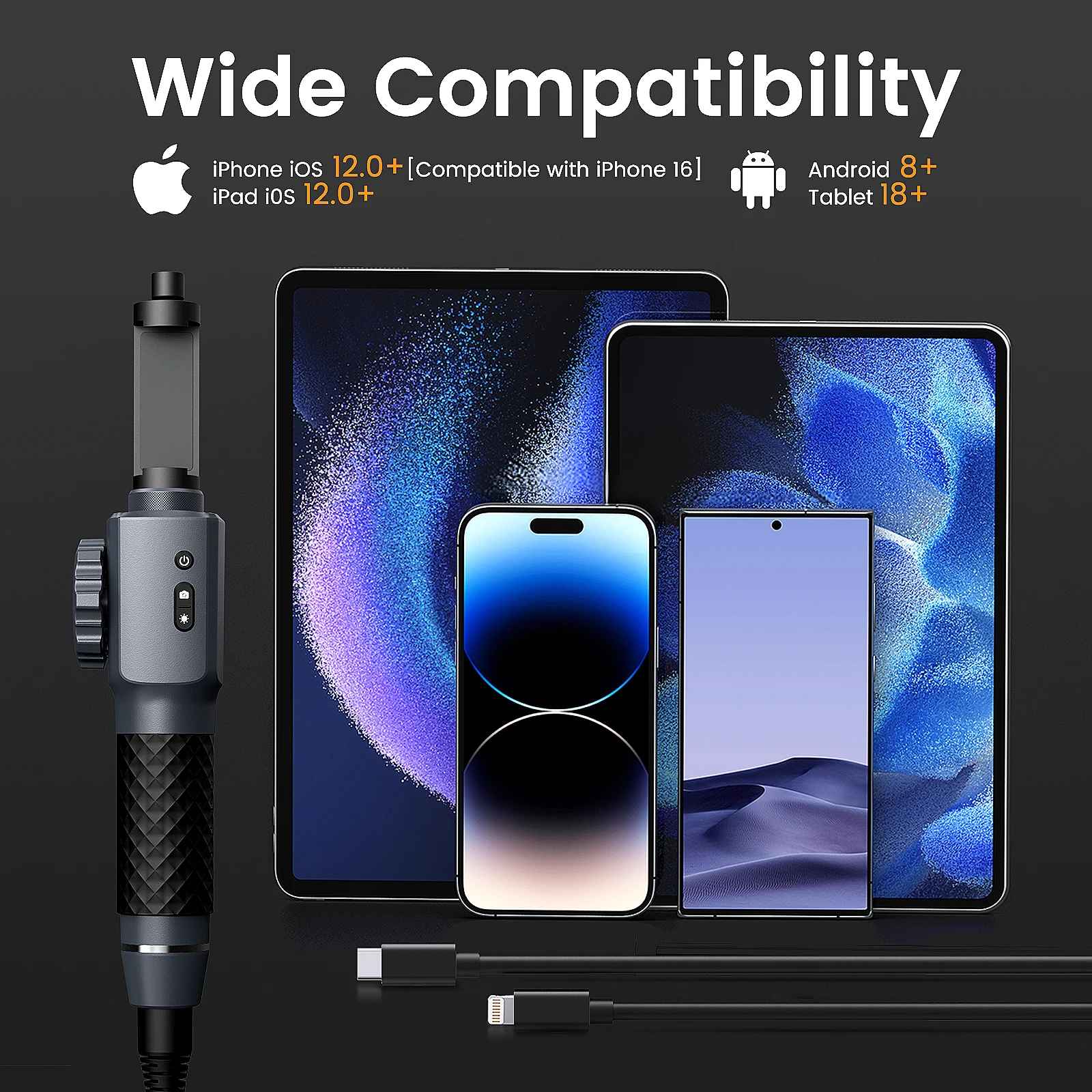 Endoskop Kamera KFZ 2-Weg 210° Industrie Inspektion Gelenk-Boreskop IP67 6.45mm - Foto 8