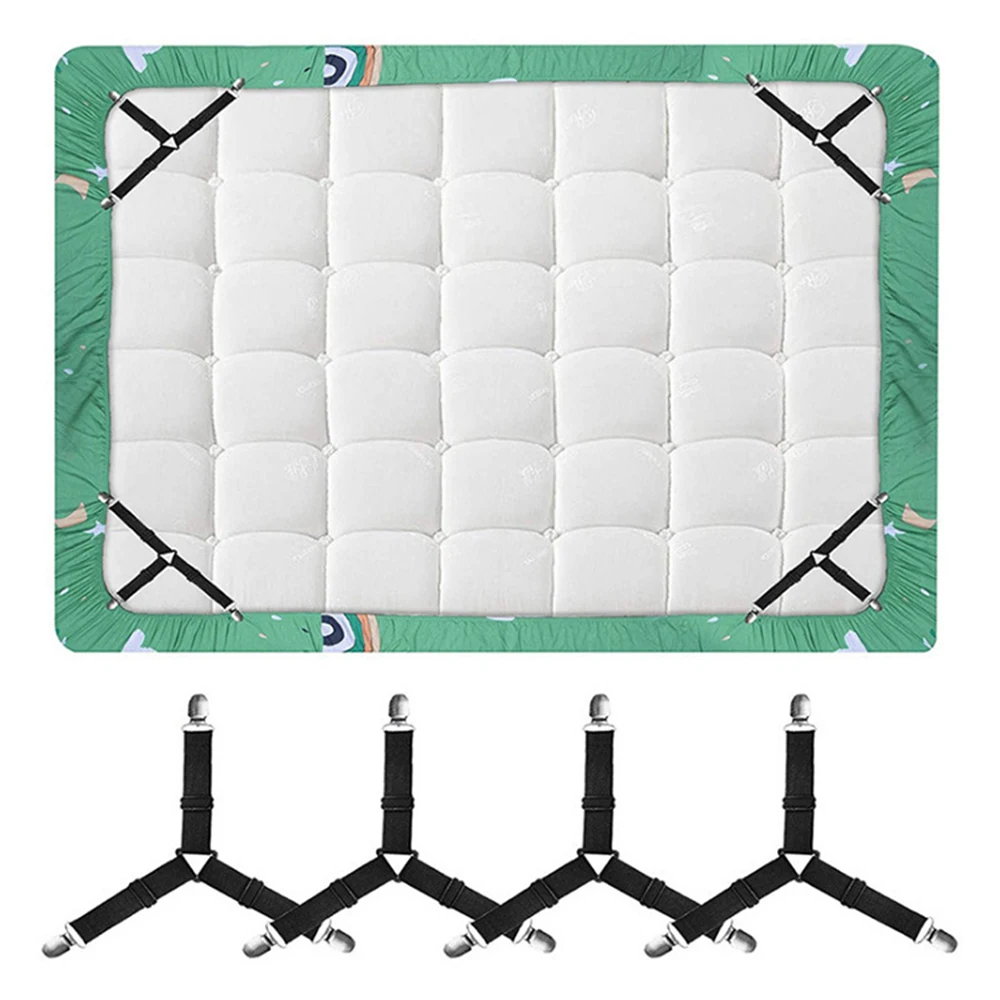 Sheet Clips 4PCS/Set Adjustable Sheet Comforter Retainer Tablecloth Sofa Cover Sheet Buckle Tent Clip Metal