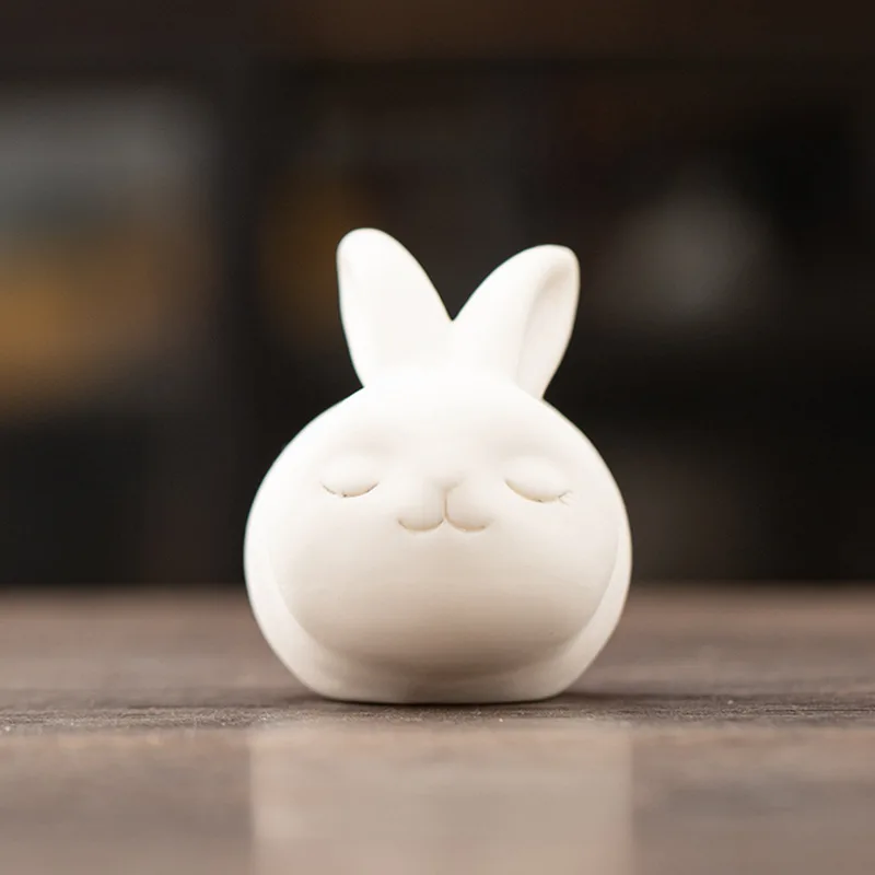 Pure White Rabbit Small Tea Pet Ceramic Fine Workmanship Animal Tea Pet Beautiful Decorative Handmade Crocodile Figurine tea pet ornaments