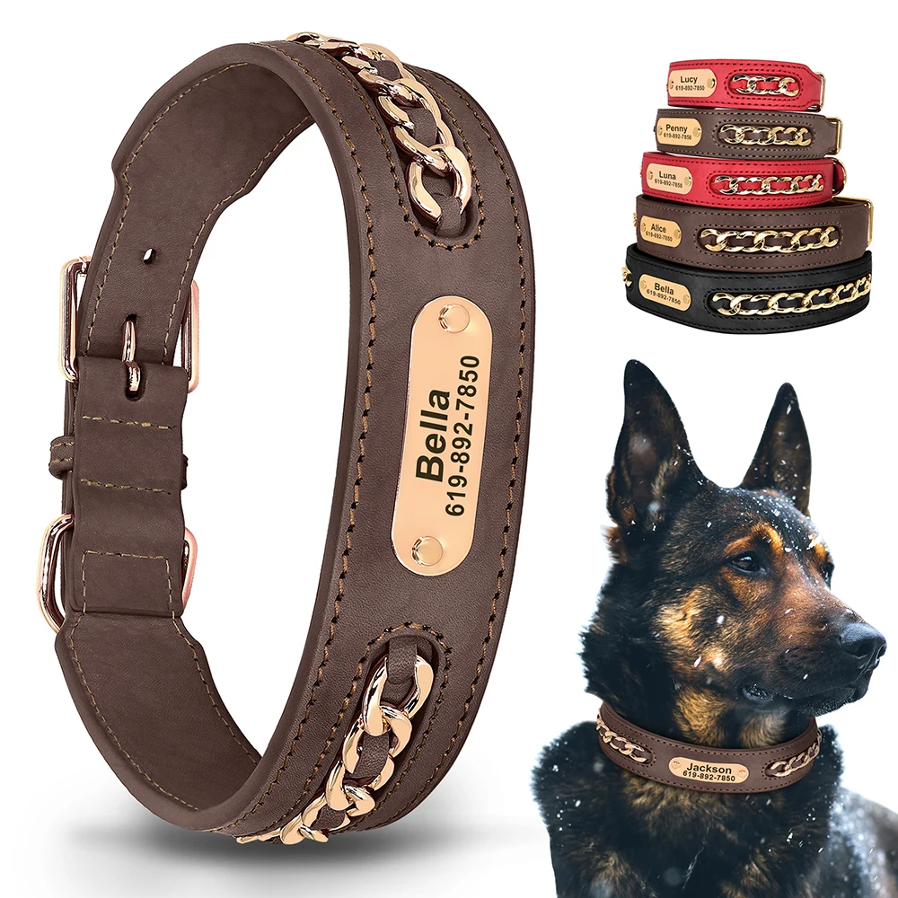 Custom Leather Dog Collar with ID 1