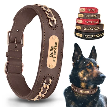 Custom Leather Dog Collar with ID 1