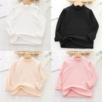 Girls T-shirt Solid Thermal Underwear Long Sleeve Casual Autumn Winter High Collar Thin Velvet Heating Tops 6 8 10 12 Years 1