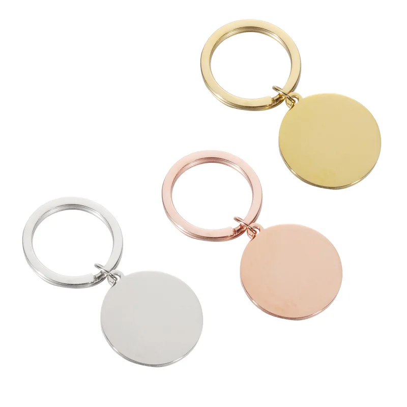

10/pcs Round Disc Blank Mirror Polished Stainless Steel Keychain For DIY Custom Logo Name Women's Men's Fashion