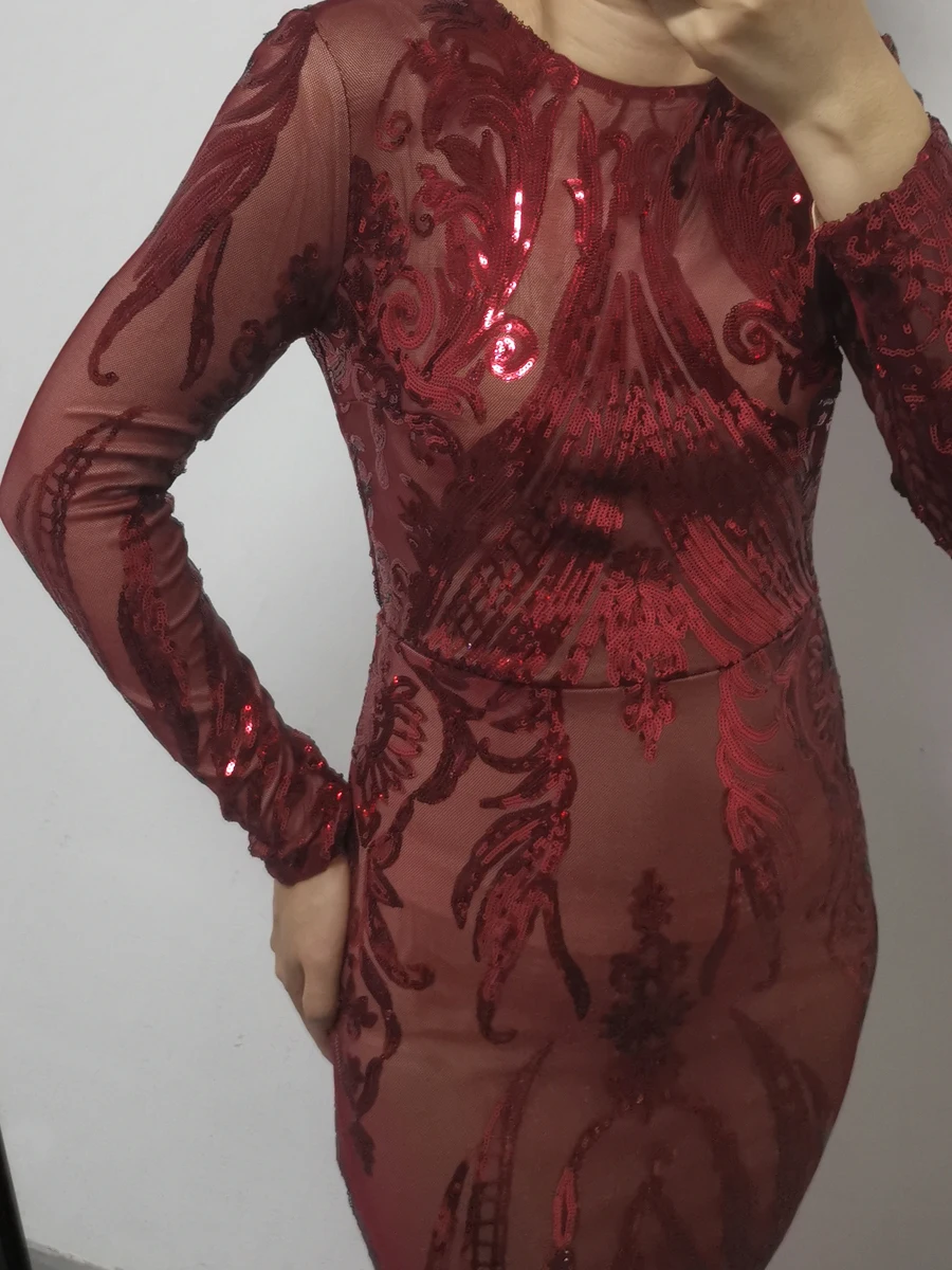 فستان سهرة ترتر ذهبي أخضر